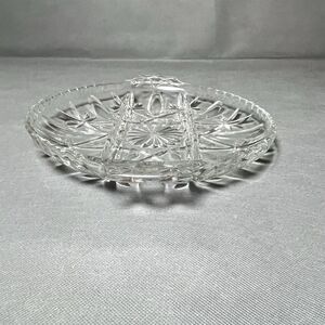 Vintage Anchor Hocking Cross and Olive pattern crystal relish or serving dish